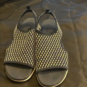 Skechers Vegan Washable Slingback Sandals Flex Appeal 4.0 Navy/Multi Sz 10